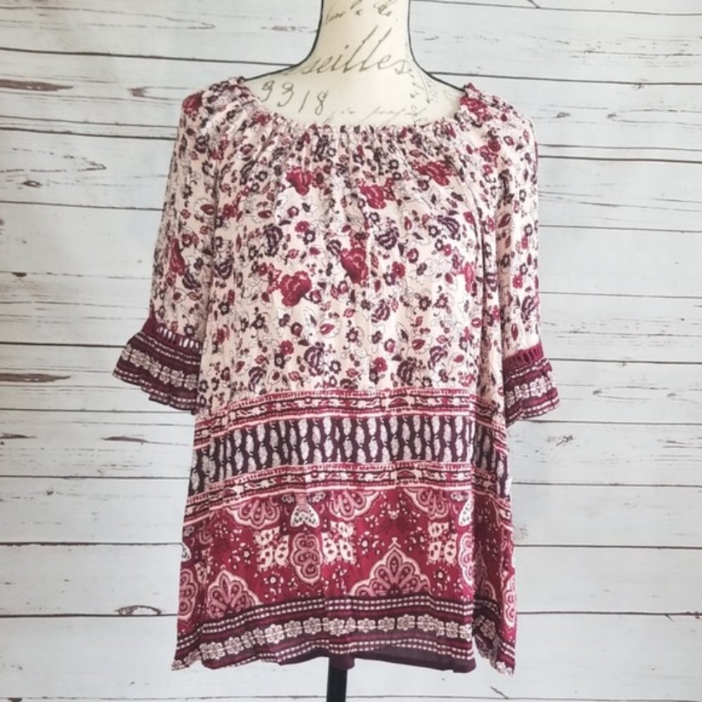 NWT Style & Co off the shoulder pink wine Peasant